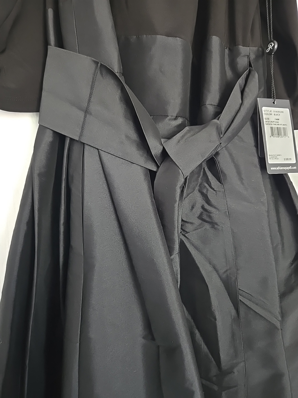 Adrianna Papell Taffeta Formal Evening Cocktail Black Dress Size 14M NWT - Picture 2 of 15